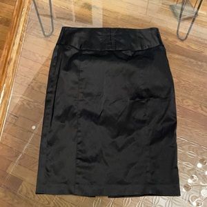 Black satin pencil skirt